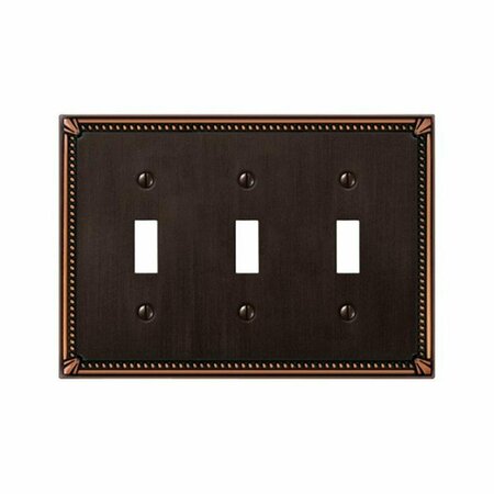 LIVEWIRE 74TTTDB Imperial Bead 3 Toggle Wall Plate Aged Bronze LI2738757